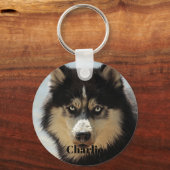 カスタムパーソナライズされたHusky Dog写真名 キーホルダー (正面)