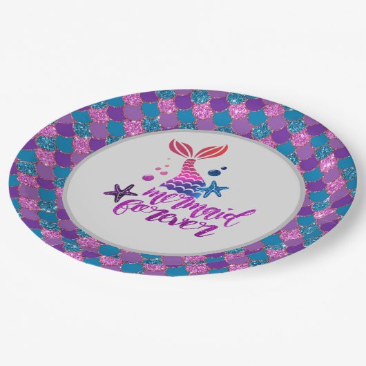 カスタムパーソナライズされたMermaidをテーマにしたパーティー用品 ペーパープレート (アングル)