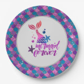 カスタムパーソナライズされたMermaidをテーマにしたパーティー用品 ペーパープレート (正面)