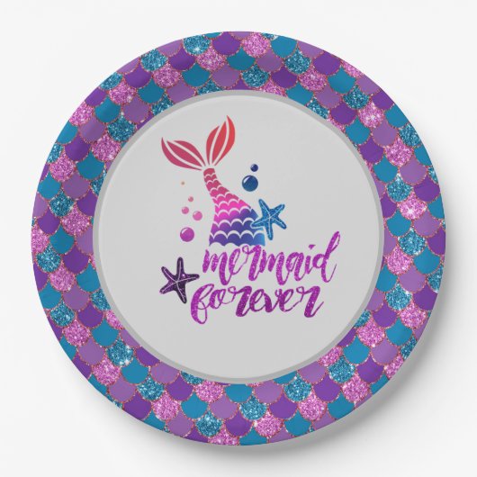 カスタムパーソナライズされたMermaidをテーマにしたパーティー用品 ペーパープレート (正面)