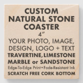 カスタムパーソナライズされたNatural Sandstone Coaster 4" ストーンコースター (正面)