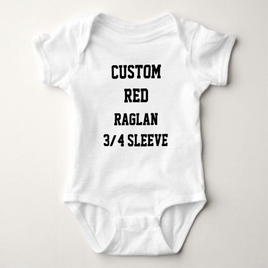 カスタムパーソナライズされたRED 3/4スリーブラグラン Tシャツ (正面)