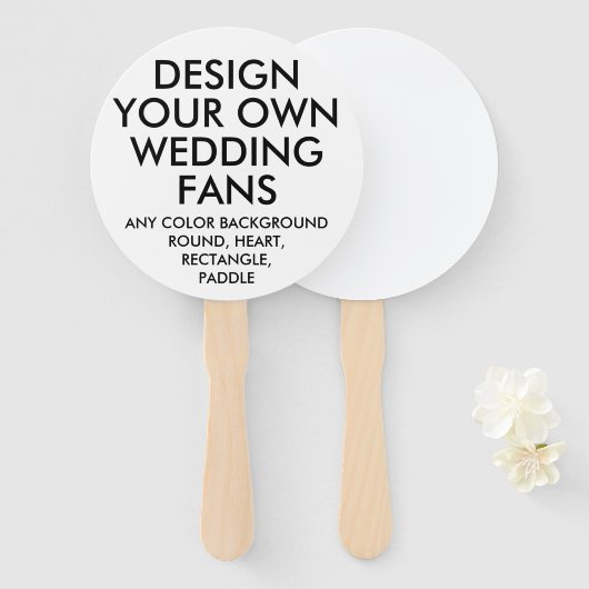 カスタムパーソナライズされたROUND WHITE結婚's FANS (10) ハンドファン (正面&裏面)