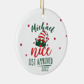 カスタムパーソナライズされたSanta Niceリスト セラミックオーナメント (右)