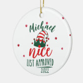カスタムパーソナライズされたSanta Niceリスト セラミックオーナメント (左)
