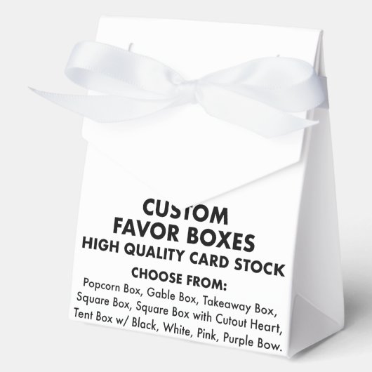 カスタムパーソナライズされたTent Favor Boxes, White Ribbon フェイバーボックス (正面)