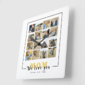 カスタムパーソナライズされたWe Love You Mom Photos スクエア壁時計 (傾斜)