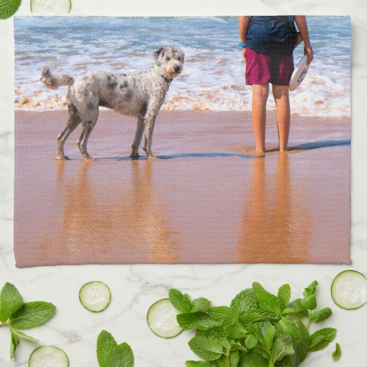 カスタムパーソナライズされたYour Pet Photoキッチンタオル キッチンタオル (折り畳み)