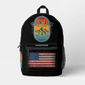 カスタムパーソナライズドマウンテンキャンプヴィンテージ プリントバックパック (正面)