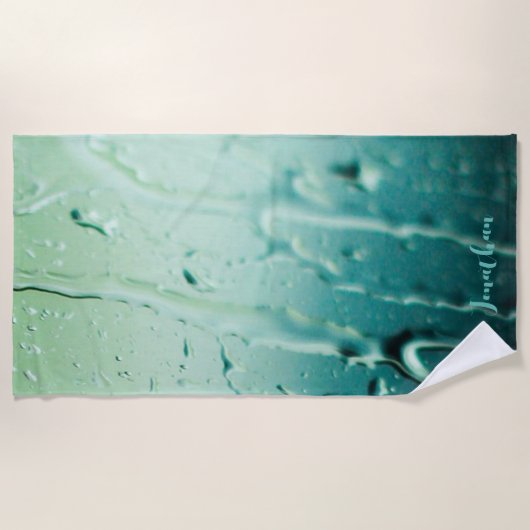 カスタムパーソナライズブルーレインドロップスバチェロレッテ ビーチタオル (正面)