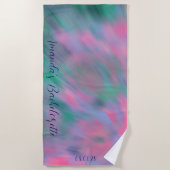 カスタムパーソナライズ ノーザンライツ ブライズメイドパーティー ビーチタオル (正面)