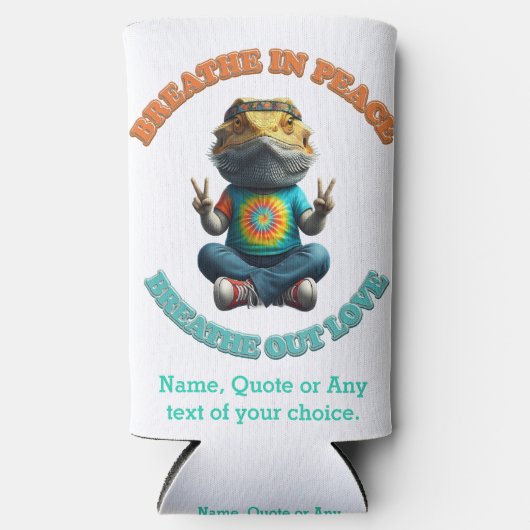 カスタムパーソナライズBohoひげドラゴンヒッピー スリム缶クーラー (正面)