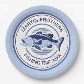 カスタムパーティーブルーバスフィッシュ ペーパープレート (正面)