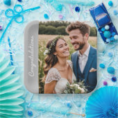 「カスタムパーティープレート - フォト&テキスト ミニマリスト」 ペーパープレート (パーティー)