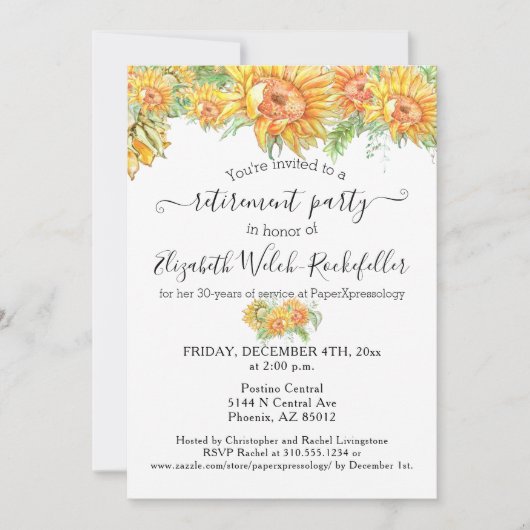 カスタムパーティー写真ひまわりグッドラック 招待状 (正面)