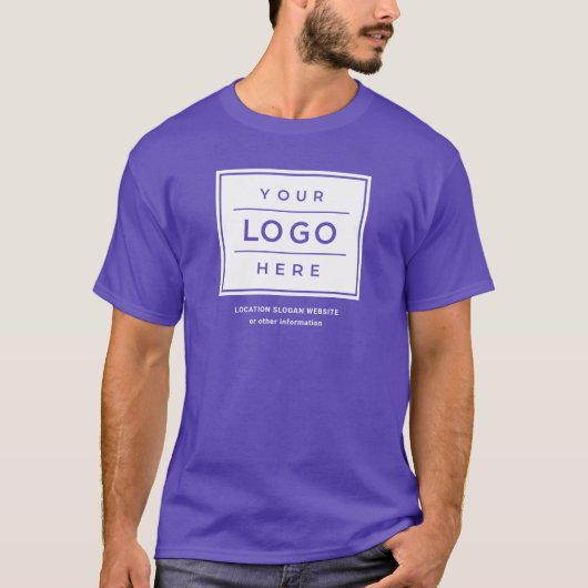 カスタムパープルのビジネス名とロゴブランド Tシャツ (正面)