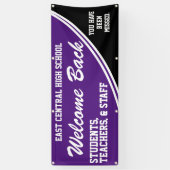 カスタムパープルウェルカム新学期バナー 横断幕 (縦)