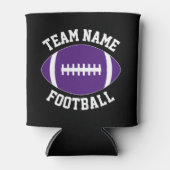 カスタムパープルサッカーチーム名パーソナライズされた文字 缶クーラー (正面)