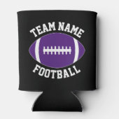 カスタムパープルサッカーチーム名パーソナライズされた文字 缶クーラー (裏面)