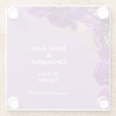 カスタムパープルフローラ結婚記念日 ガラスコースター (裏面)