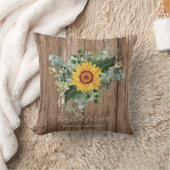 カスタムヒマワリ素朴スユーカリプタスリーフ クッション (ブランケット)