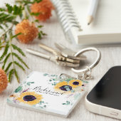 カスタムヒマワリ花嫁ギフト名追加日 キーホルダー (正面右)