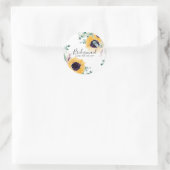 カスタムヒマワリ花嫁ギフト名追加日 ラウンドシール (バッグ)