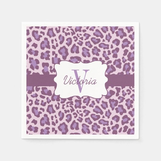 カスタムヒョウ紫ラベンダーカクテルナプキン スタンダードカクテルナプキン (正面)