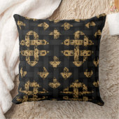 カスタムヒョウ黒格子織りダイヤモンドピロー クッション (ブランケット)