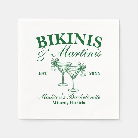 カスタムビキニとマティーニのバチェロレッテパーティー スタンダードカクテルナプキン (正面)