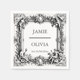 カスタムビクトリアンスクロールフレームナプキン結婚- スタンダードカクテルナプキン