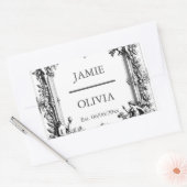 カスタムビクトリアンスクロールフレームナプキン結婚- 長方形シール (封筒)