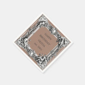 カスタムビクトリアンスクロールフレーム – MOCHA brown スタンダードカクテルナプキン (角)