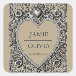 カスタムビクトリアンスクロールフレ結婚ーム スクエアシール