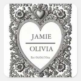 カスタムビクトリアンスクロールフレ結婚ーム スクエアシール