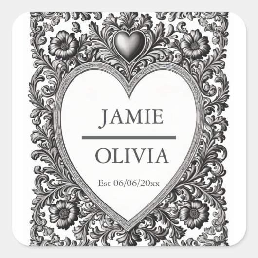 カスタムビクトリアンスクロールフレ結婚ーム スクエアシール (正面)