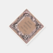 カスタムビクトリアンスクロール枠ナプキン – mocha brown スタンダードカクテルナプキン (角)