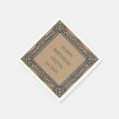 カスタムビクトリアンスクロール枠ナプキン – mocha brown スタンダードカクテルナプキン (角)