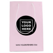 カスタムビジネスのロゴとウェブサイト ミディアムペーパーバッグ (正面)