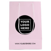 カスタムビジネスのロゴとウェブサイト ミディアムペーパーバッグ (裏面)