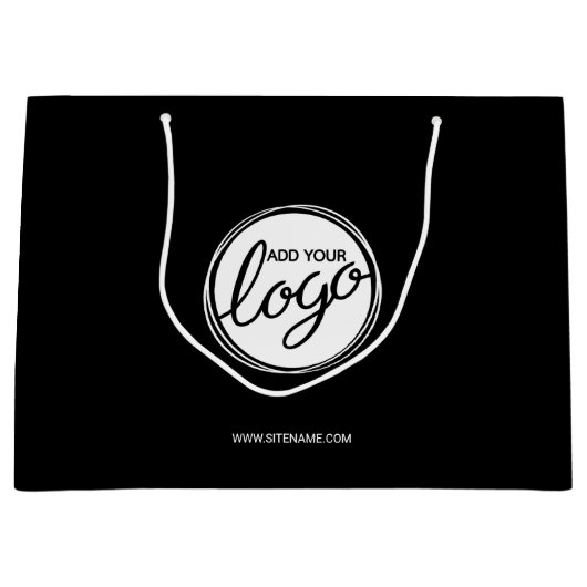 カスタムビジネスのロゴとカスタム文字 ラージペーパーバッグ (正面)