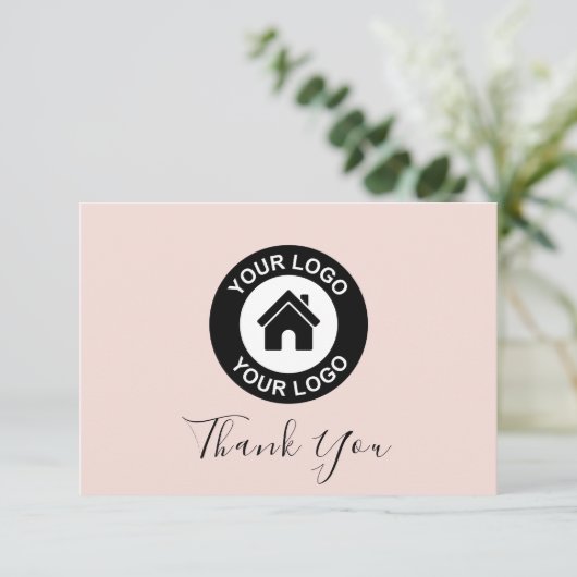 カスタムビジネスのロゴとメッセージ サンキューカード (スタンド正面)