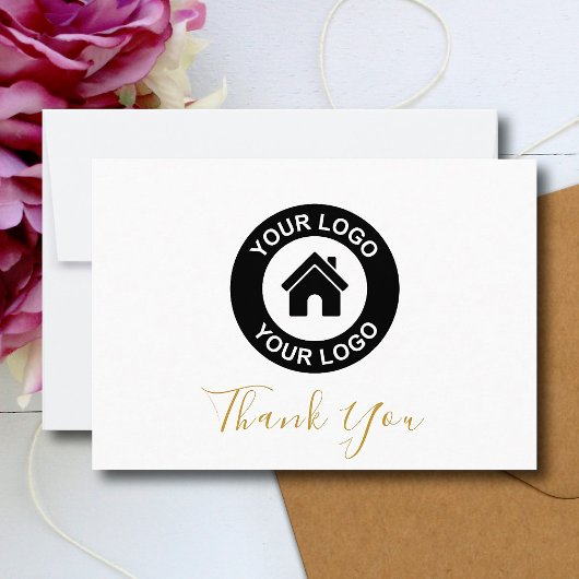 カスタムビジネスのロゴとメッセージ サンキューカード