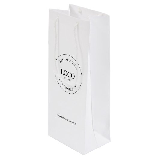 カスタムビジネスのロゴとWebサイトホワイト ワインギフトバッグ (正面アングル)