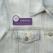 カスタムビジネスのロゴの基本従業員紫色の名前 名札 (インサイチュ)