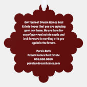 カスタムビジネスのロゴクリスマスバルーン赤 オーナメントカード (裏面)