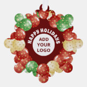 カスタムビジネスのロゴクリスマスバルーン赤 オーナメントカード (正面)