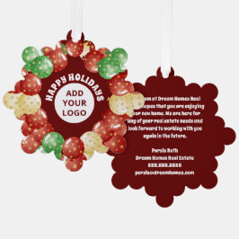 カスタムビジネスのロゴクリスマスバルーン赤 オーナメントカード