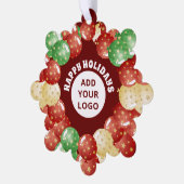 カスタムビジネスのロゴクリスマスバルーン赤 オーナメントカード (左)