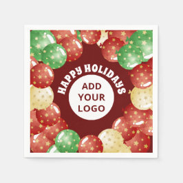 カスタムビジネスのロゴクリスマスバルーン赤 スタンダードカクテルナプキン